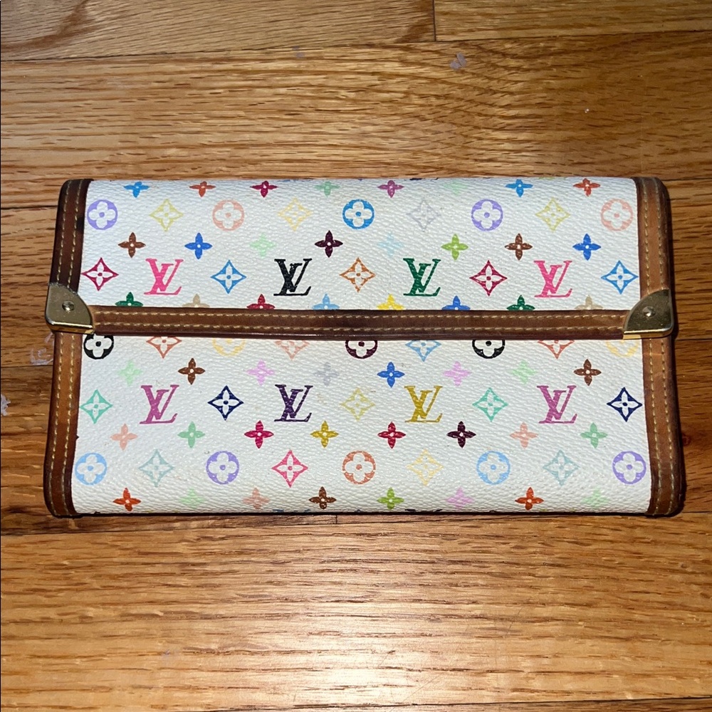 Louis Vuitton White Multicolor Monogram Wallet